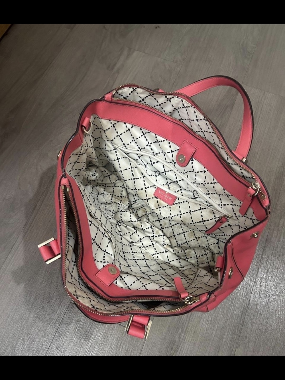 kate spade coral tote with gold hardware - Picture 3 of 7